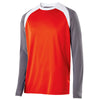 Holloway Men's Orange/Graphite/White Long Sleeve Shield Shirt