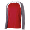 Holloway Men's Scarlet/Graphite/White Long Sleeve Shield Shirt