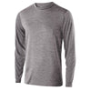Holloway Youth Graphite Heather Polyester Long Sleeve Gauge Shirt