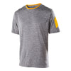 Holloway Youth Graphite Heather/Light Gold Polyester Short Sleeve Electron Shirt