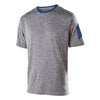 Holloway Youth Graphite Heather/Royal Polyester Short Sleeve Electron Shirt