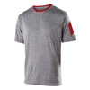Holloway Youth Graphite Heather/Scarlet Polyester Short Sleeve Electron Shirt