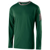 Holloway Youth Forest/Graphite Heather Polyester Long Sleeve Electron Shirt