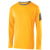 Holloway Youth Light Gold/Graphite Heather Polyester Long Sleeve Electron Shirt