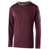 Holloway Youth Maroon/Graphite Heather Polyester Long Sleeve Electron Shirt