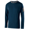 Holloway Youth Navy/Graphite Heather Polyester Long Sleeve Electron Shirt