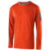 Holloway Youth Orange/Graphite Heather Polyester Long Sleeve Electron Shirt