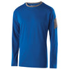 Holloway Youth Royal/Graphite Heather Polyester Long Sleeve Electron Shirt