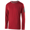 Holloway Youth Scarlet/Graphite Heather Polyester Long Sleeve Electron Shirt