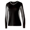 Holloway Women's Black/Graphite Heather Long Sleeve Stellar Shirt