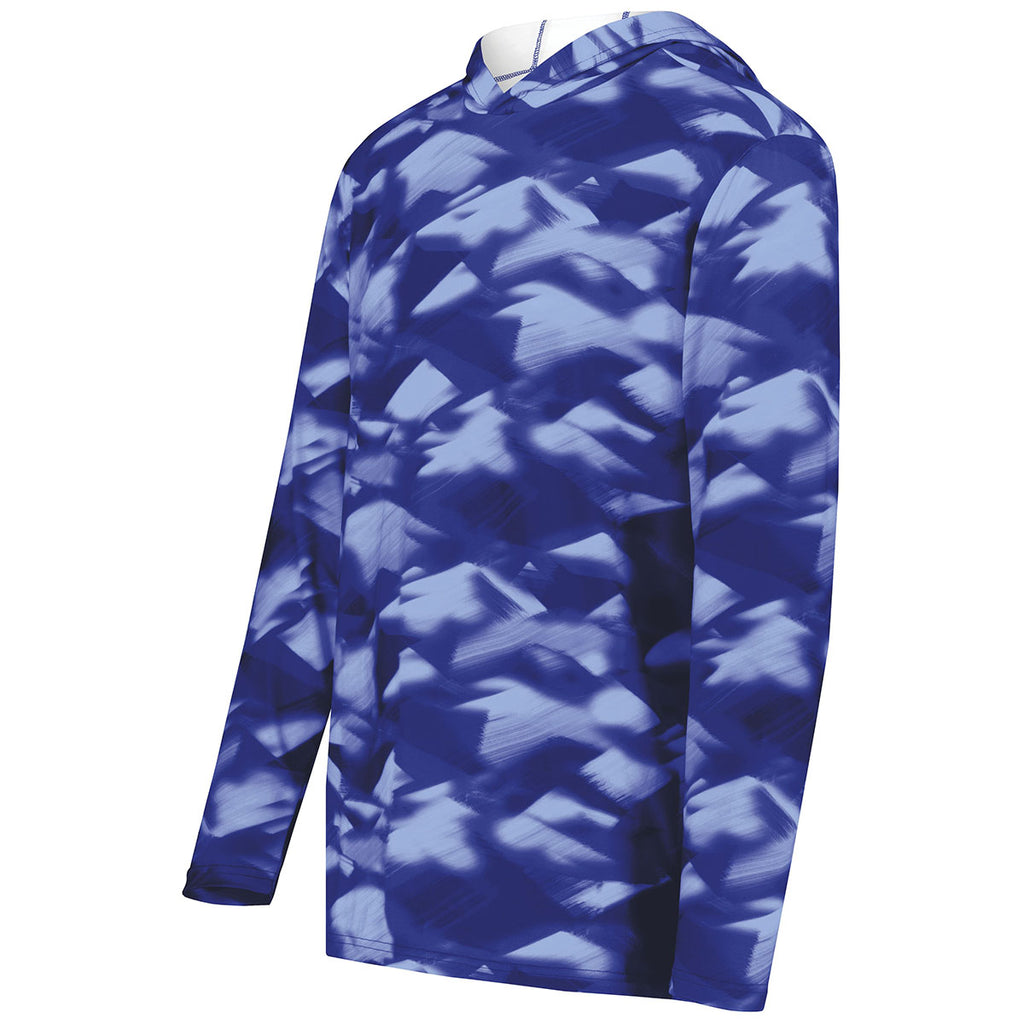 Holloway Men's Navy Glacier Print Stock Cotton-Touch Poly Hoodie