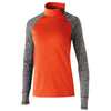 Holloway Women's Orange/Carbon Heather Fleece Quarter Zip Affirm Pullover
