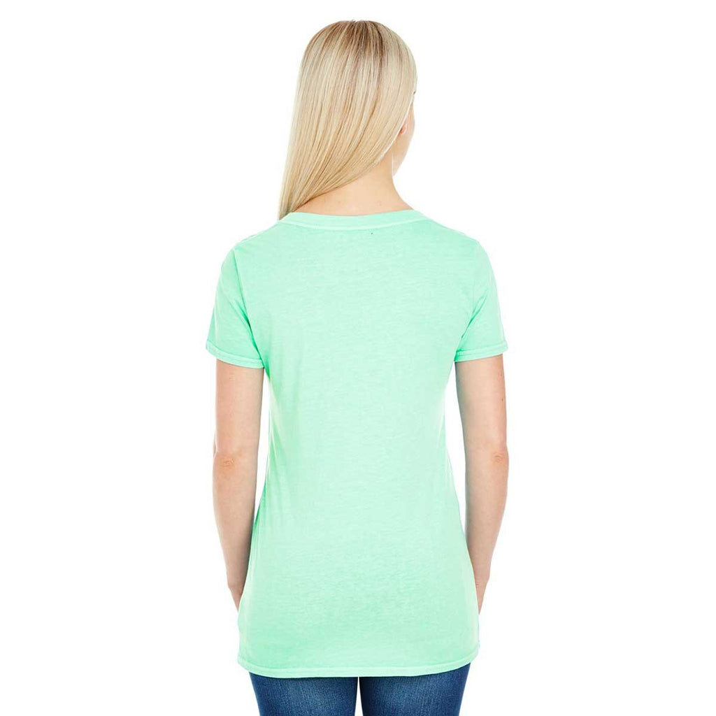 Threadfast Women's Mint Pigment Dye Short-Sleeve V-Neck T-Shirt
