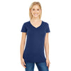 Threadfast Women's Navy Pigment Dye Short-Sleeve V-Neck T-Shirt