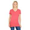 Threadfast Women's Red Pigment Dye Short-Sleeve V-Neck T-Shirt
