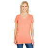 Threadfast Women's Tangerine Pigment Dye Short-Sleeve V-Neck T-Shirt