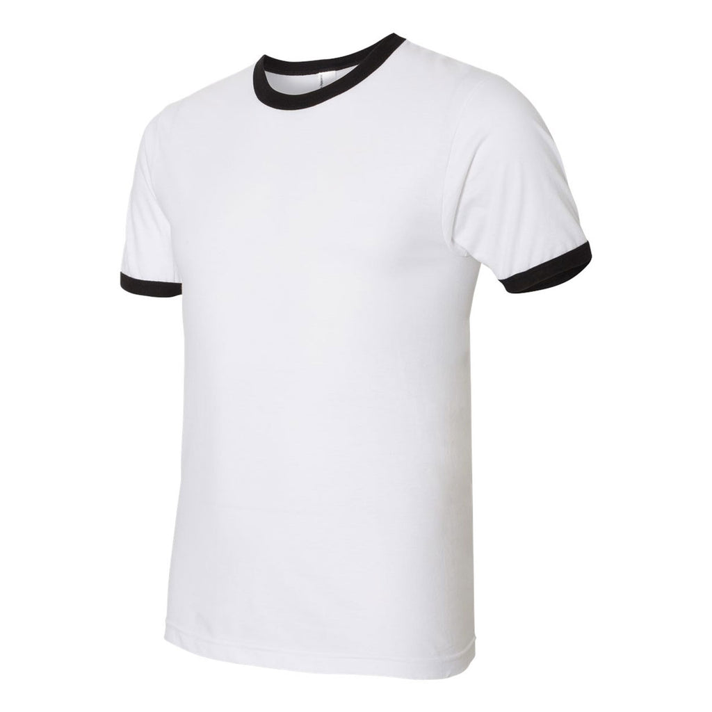 American Apparel Unisex White/Black Fine Jersey Ringer T-Shirt