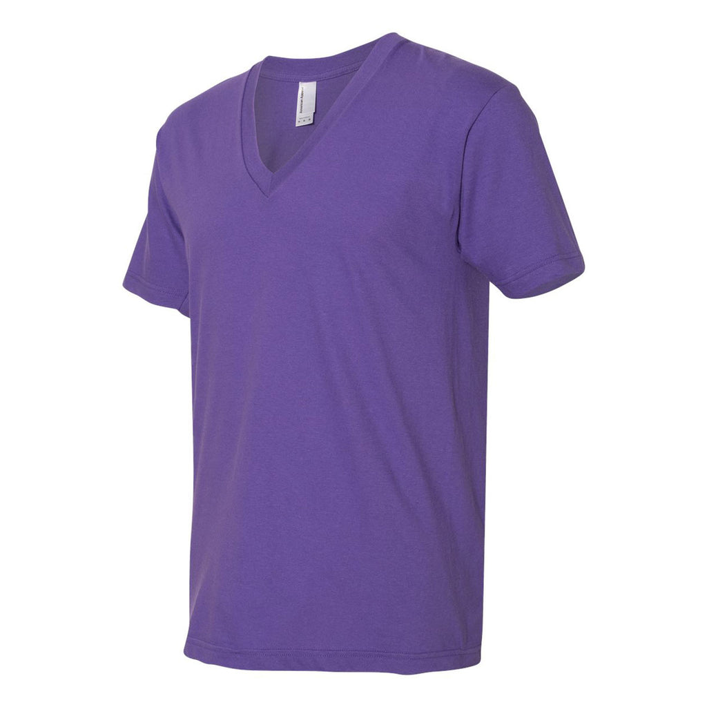American Apparel Unisex Purple Fine Jersey Short Sleeve V-Neck