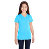 LAT Girl's Aqua V-Neck Fine Jersey T-Shirt