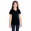 LAT Girl's Black V-Neck Fine Jersey T-Shirt