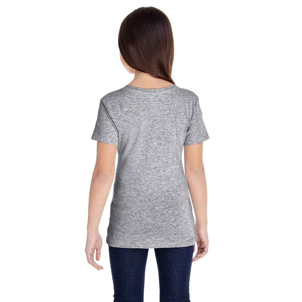 LAT Girl's Heather V-Neck Fine Jersey T-Shirt