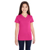 LAT Girl's Hot Pink V-Neck Fine Jersey T-Shirt