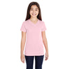 LAT Girl's Pink V-Neck Fine Jersey T-Shirt