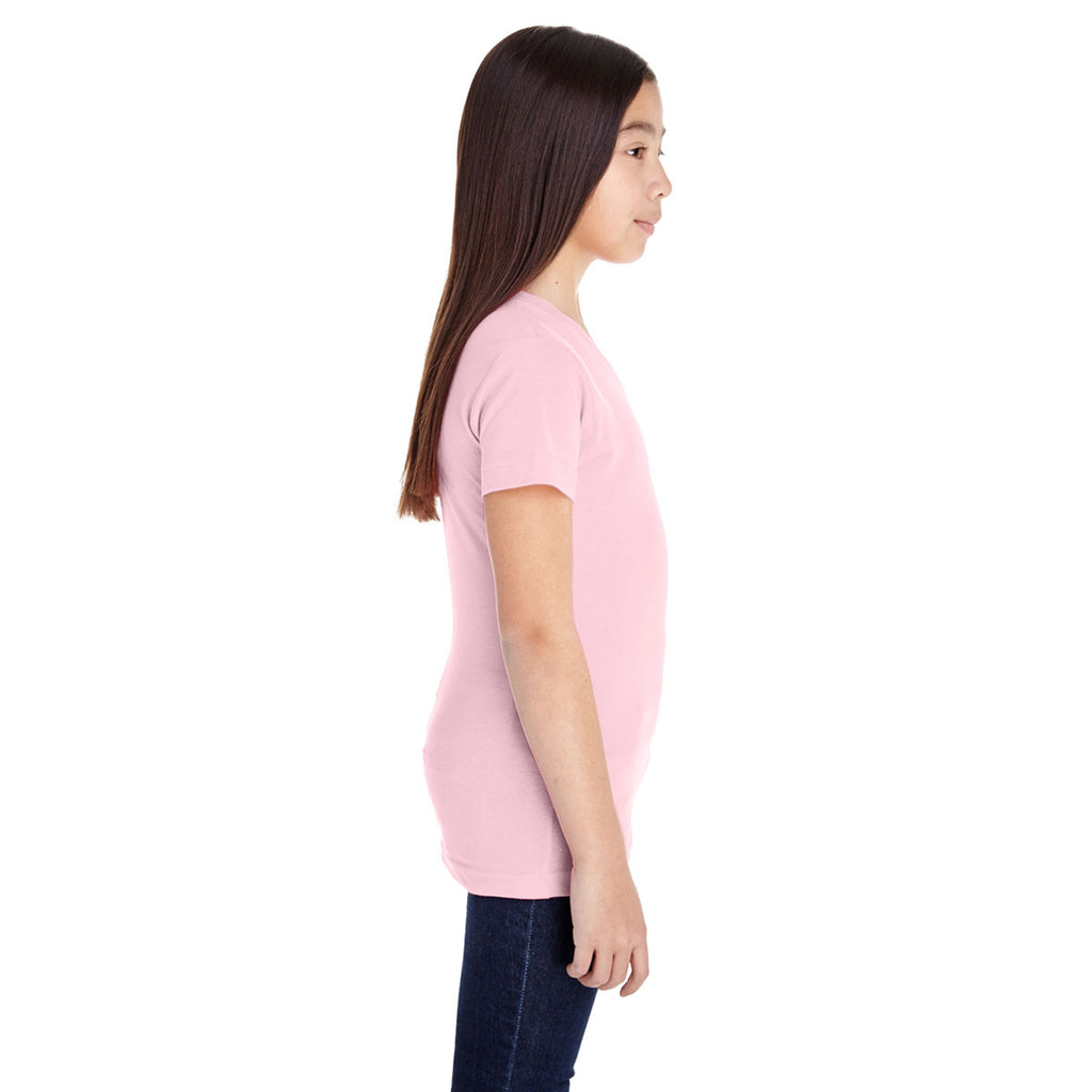 LAT Girl's Pink V-Neck Fine Jersey T-Shirt