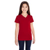 LAT Girl's Red V-Neck Fine Jersey T-Shirt