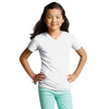 LAT Girl's White V-Neck Fine Jersey T-Shirt