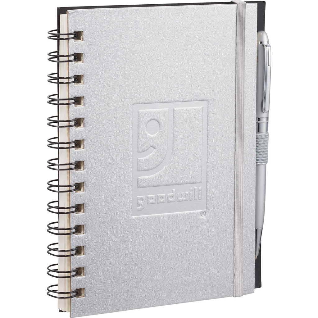 JournalBooks Silver Ambassador Spiral Notebook (pen sold separately)