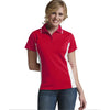 Charles River Women's Red/White Color Blocked Wicking Polo