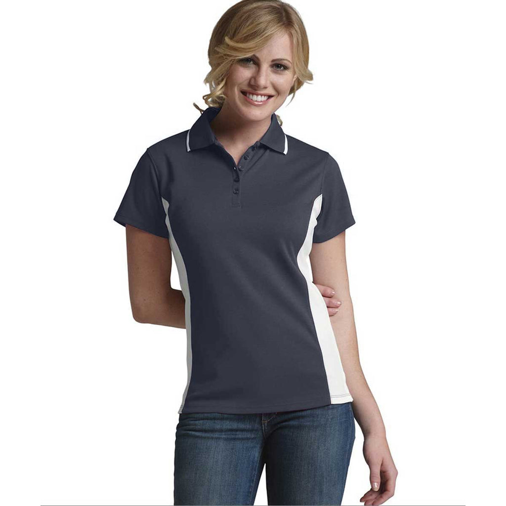 Charles River Women's Slate/White Color Blocked Wicking Polo