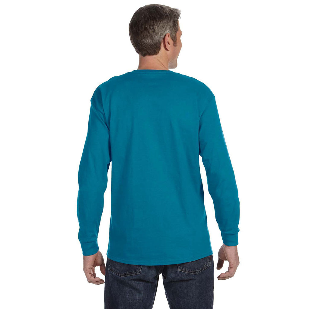 Jerzees Men's California Blue 5.6 Oz Dri-Power Active Long-Sleeve T-Shirt