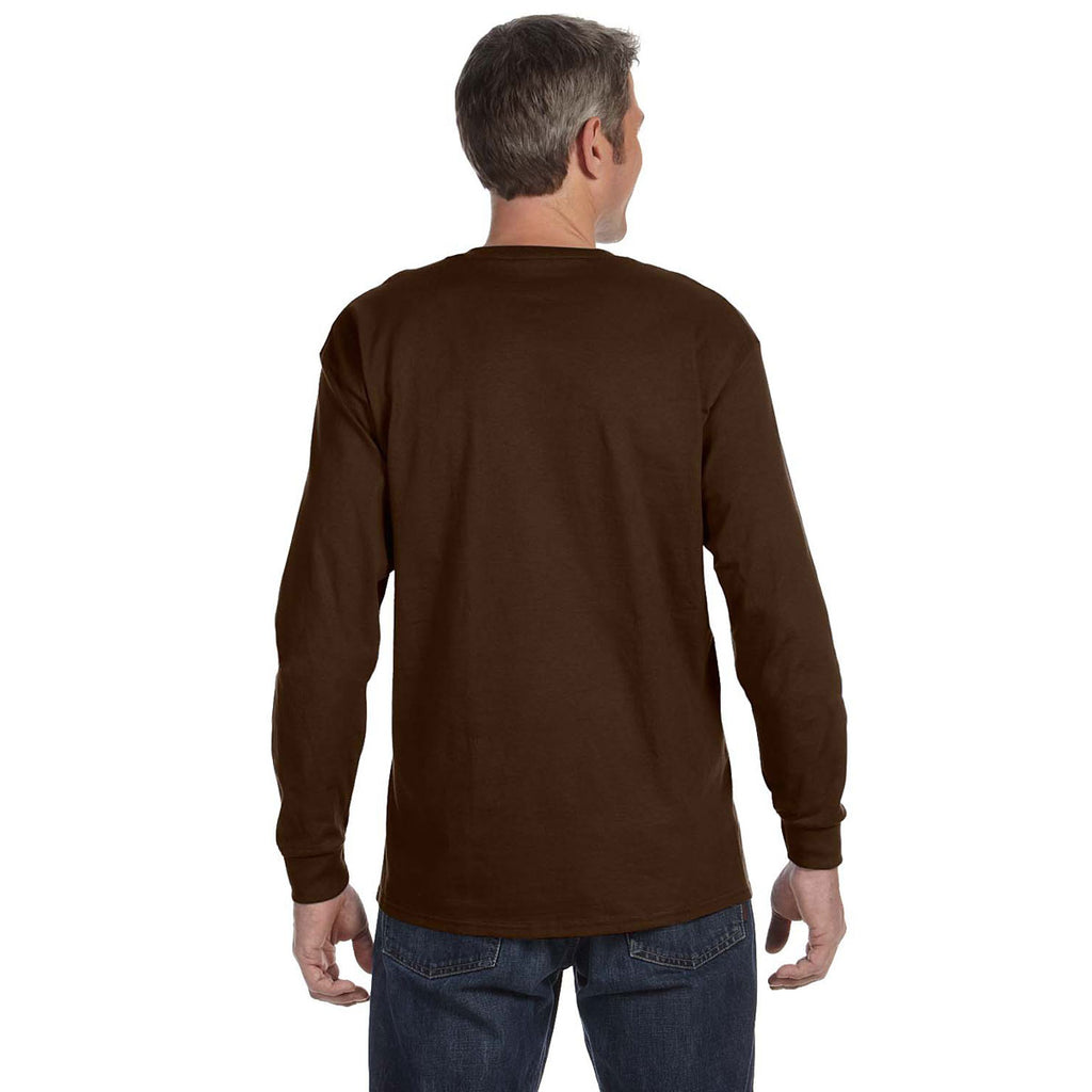 Jerzees Men's Chocolate 5.6 Oz Dri-Power Active Long-Sleeve T-Shirt