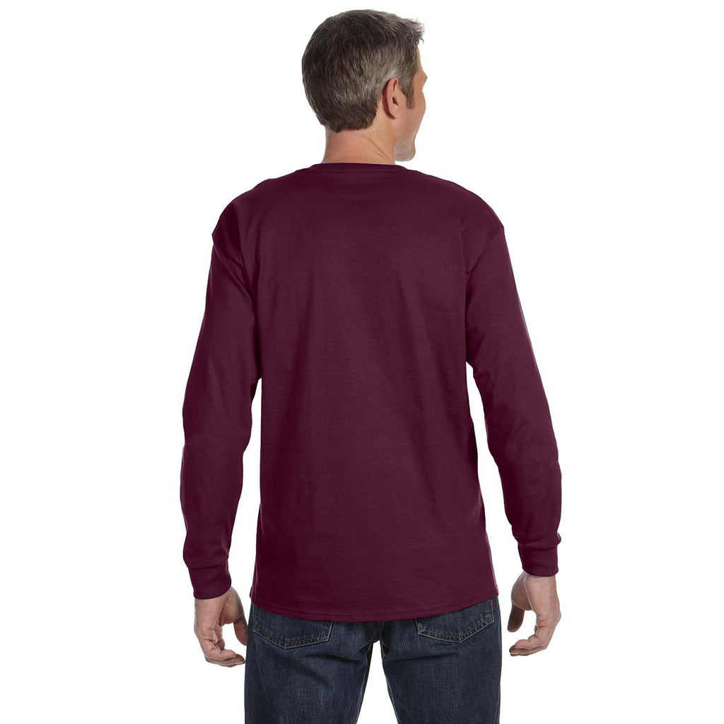 Jerzees Men's Maroon 5.6 Oz Dri-Power Active Long-Sleeve T-Shirt
