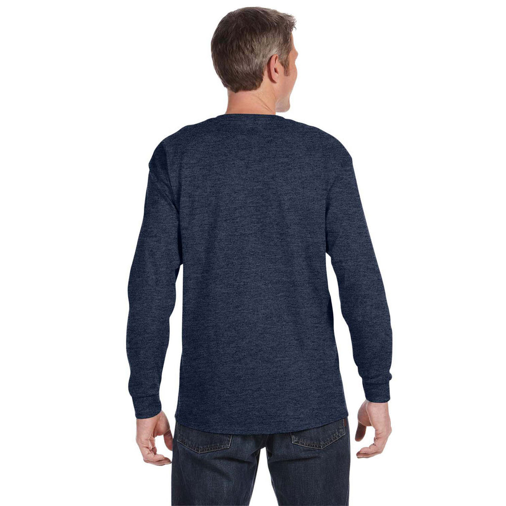 Jerzees Men's Vintage Heather Navy 5.6 Oz Dri-Power Active Long-Sleeve T-Shirt