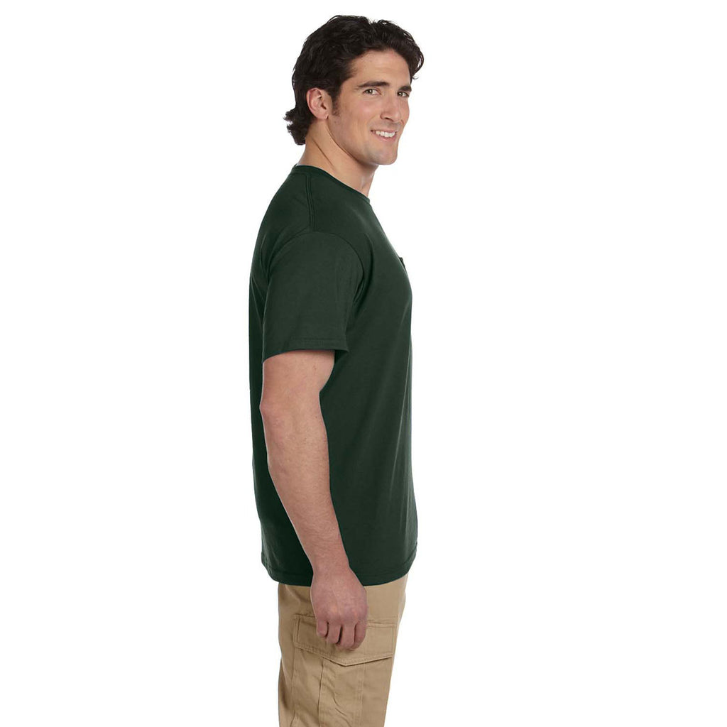 Jerzees Men's Forest Green 5.6 Oz Dri-Power Active Pocket T-Shirt