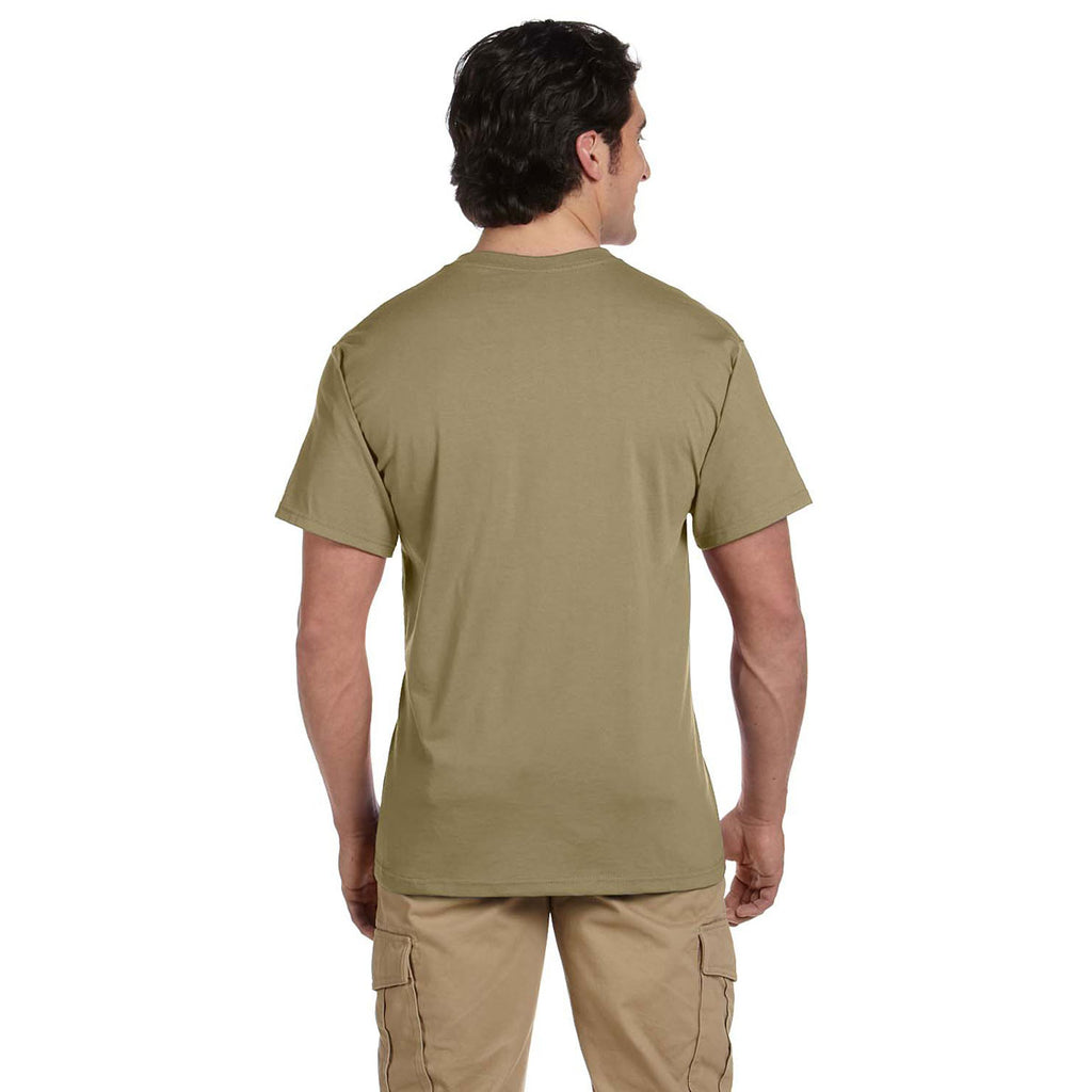 Jerzees Men's Khaki 5.6 Oz Dri-Power Active Pocket T-Shirt