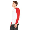 Bella + Canvas Men's White/Canvas Red Jersey Long-Sleeve Baseball T-Shirt