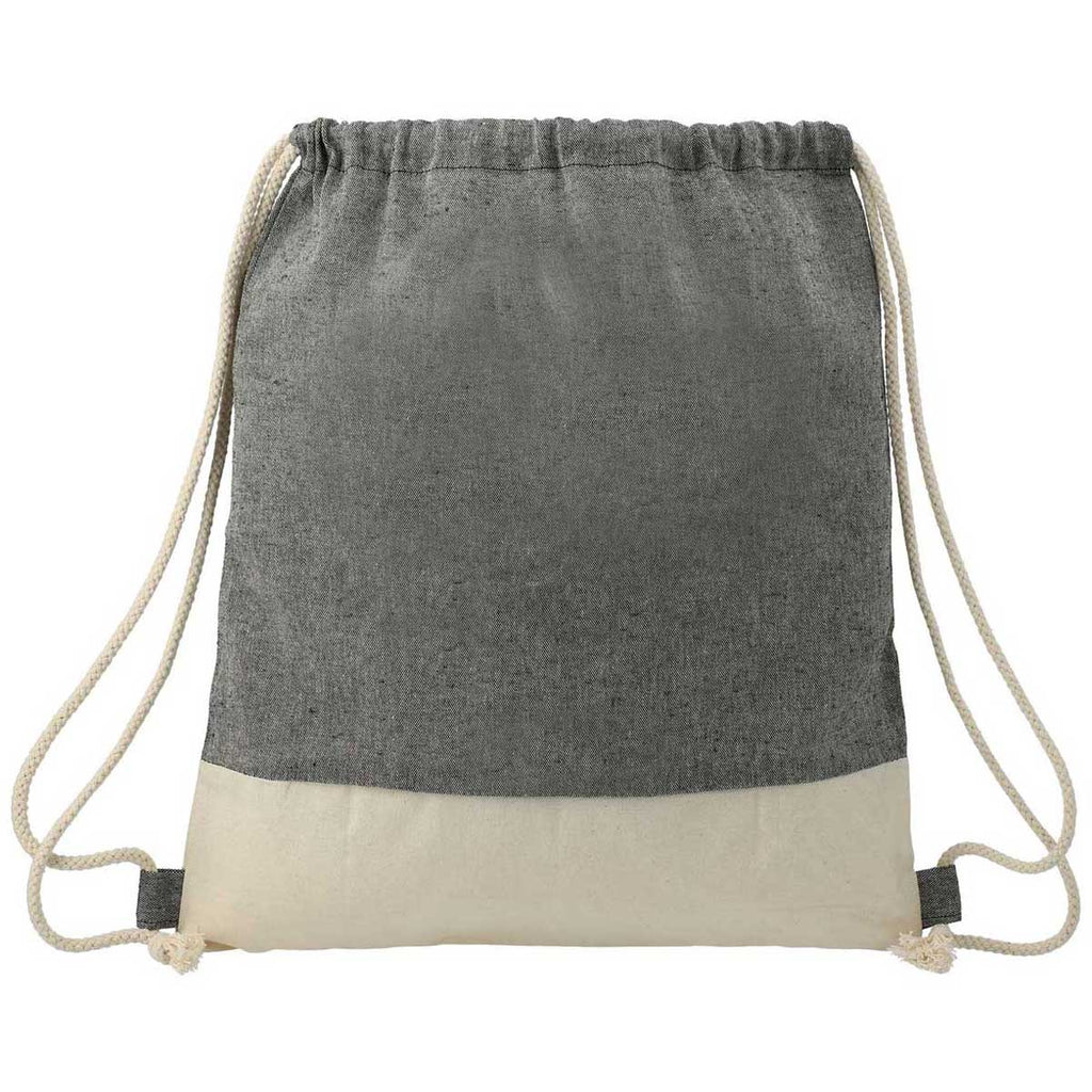 Leed's Natural/Black Split Recycled Cotton Drawstring Bag