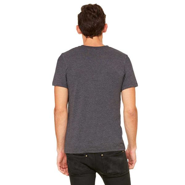 Bella + Canvas Unisex Dark Grey Heather Jersey Short-Sleeve V-Neck T-S