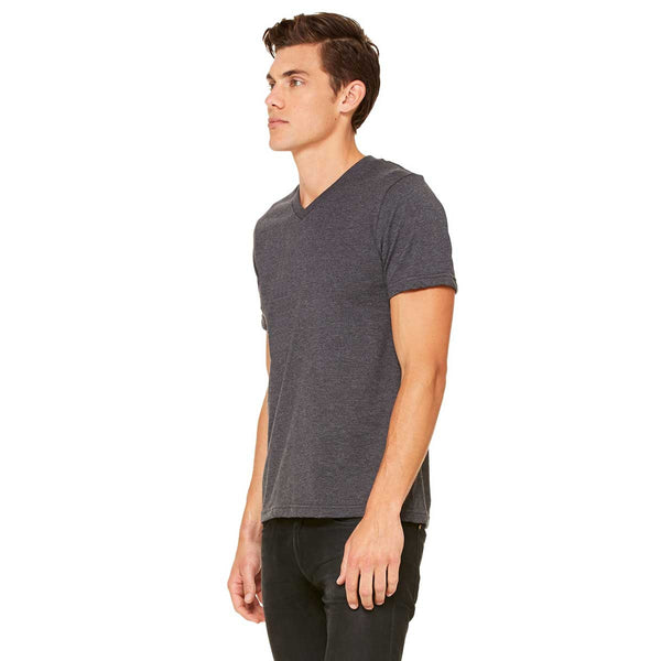 Bella + Canvas Unisex Dark Grey Heather Jersey Short-Sleeve V-Neck T-S