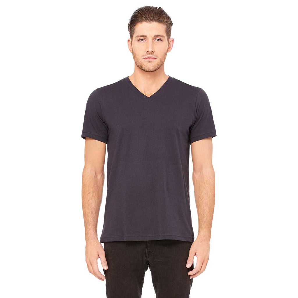 Bella + Canvas Unisex Dark Grey Jersey Short-Sleeve V-Neck T-Shirt