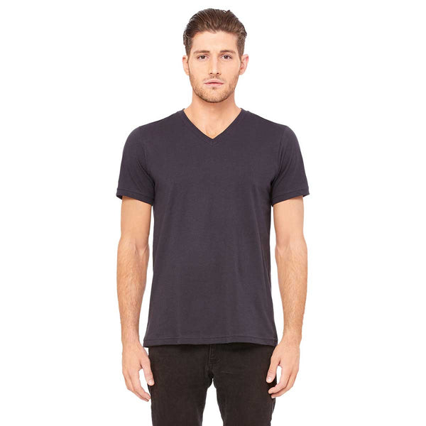 Bella + Canvas Unisex Dark Grey Jersey Short-Sleeve V-Neck T-Shirt