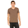 Bella + Canvas Unisex Heather Brown Jersey Short-Sleeve V-Neck T-Shirt