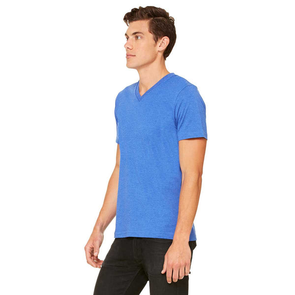 Bella + Canvas Unisex Heather True Royal Jersey Short-Sleeve V-Neck T-