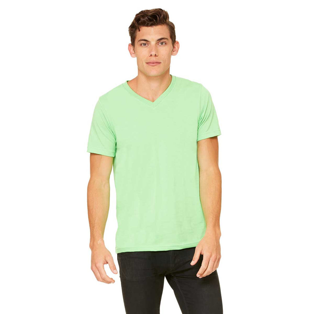 Bella + Canvas Unisex Neon Green Jersey Short-Sleeve V-Neck T-Shirt