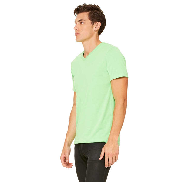 Bella + Canvas Unisex Neon Green Jersey Short-Sleeve V-Neck T-Shirt