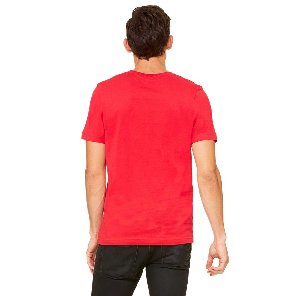 Bella + Canvas Unisex Red Jersey Short-Sleeve V-Neck T-Shirt